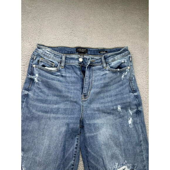 JUDY BLUE Celeste High Rise With Distressed Crop Wide Leg Sz 13/31 - Picture 2 of 8